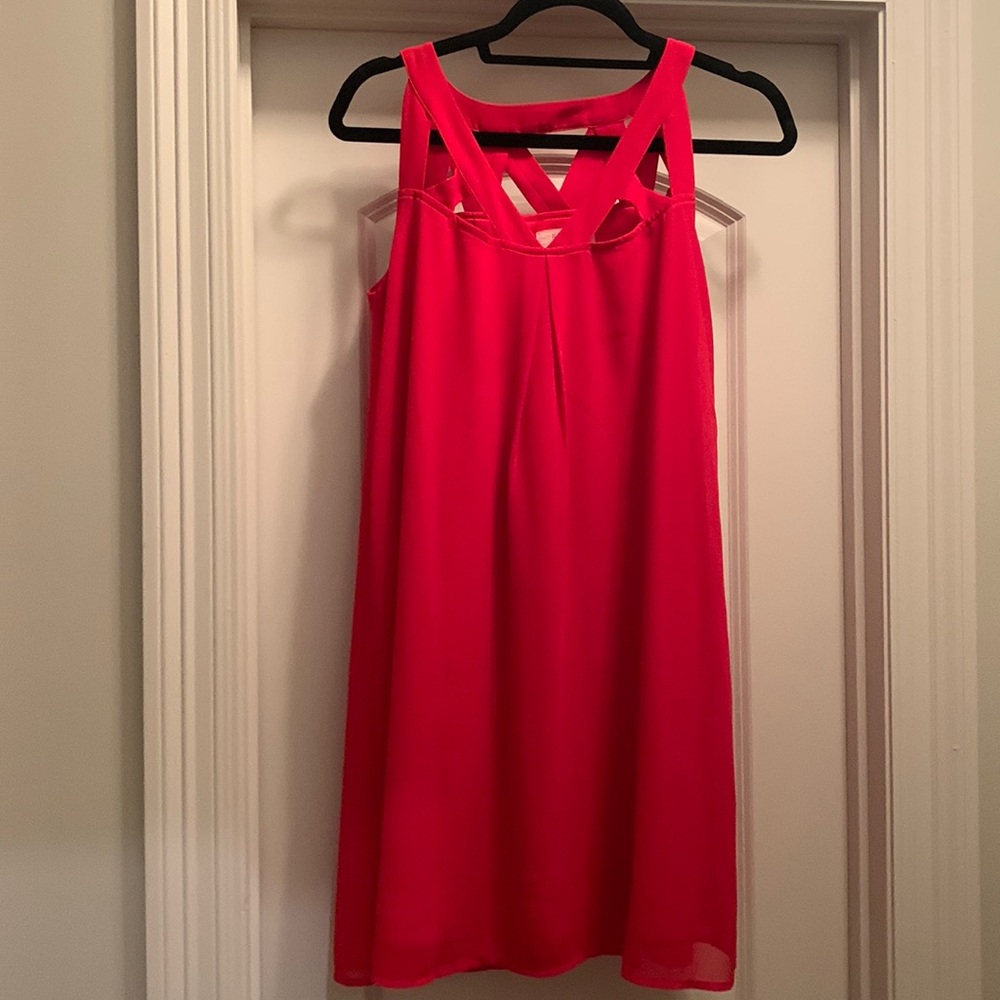 Red chiffon dress